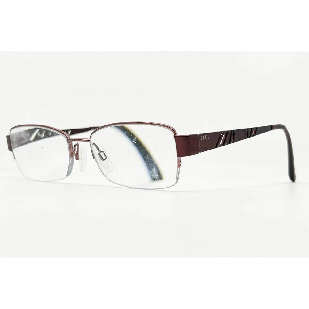 Elle Eyeglasses Womens Burgundy Rectangular Semi-Rimless EL18796 53-17-135
